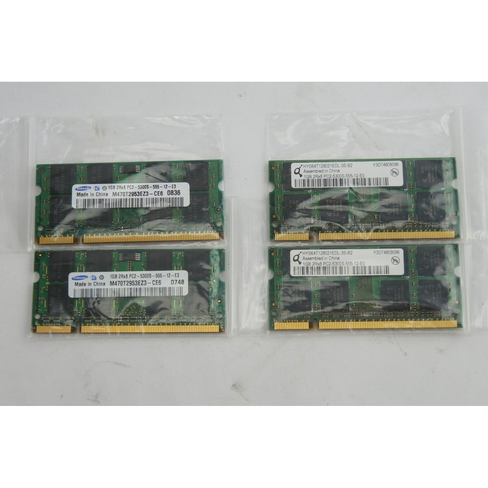 Samsung Qimonda 4pc 1GB Laptop‎ RAM PC2-5300S DDR2-667 SO-DIMM EUC